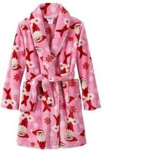 Girls The Elf On The Shelf Christmas Winter Robe 4 Pink Fleece Long Sleeve